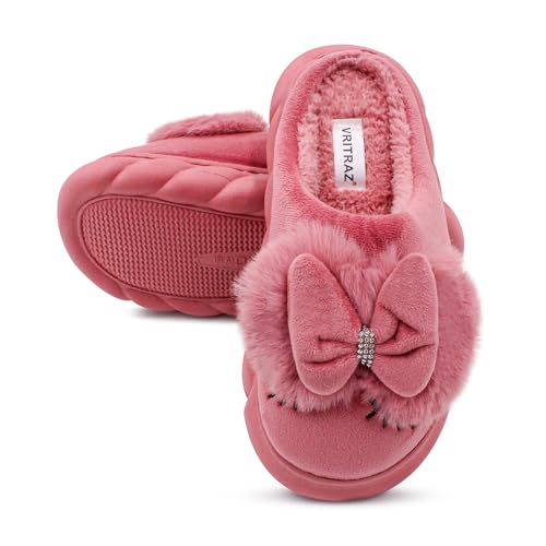 Image of VRITRAZ Women's Comfort Slip On Closed Toe Warm Winter with Cute Design print House Clog Indoor Slipper