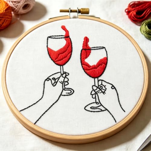 Image of Crafmanoe Romance Embroidery Kits for Beginners Adults, Hand Embroidery Starters Kits, Stamped Cross Stitch Kits for Adults Anniversary Valentine's Day Gifts, Embroidery Hoop, Thread & Video Tutorial