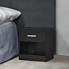 IlGruppone Comodino Moderno Cassetto con Maniglia E Scomparto Aperto Camera da Letto Portalibri Oggetti Mensola Libreria - Nero #4