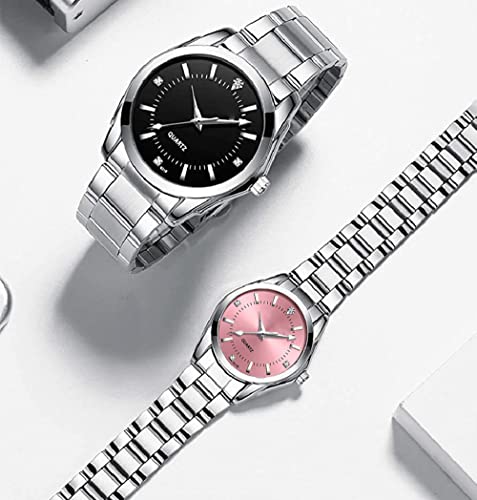 SENRUD Couple Watches Men and Women Gold Silver Stainless Steel Watch Fashion his and Hers Watches Set