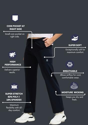 Image of DOMIN8 Women Functional Multi-Pocket Super Stretchable Wrinkle Resistant Track Pants with Elasticated Waistband & Drawstring | Sports Track Pant for Women|Moisture Wicking Lightweight Track Pant
