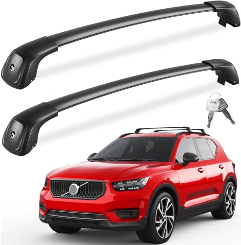 FengYu Lockable Roof Rack Cross Bars 260lbs Compatible with 2018-2025 Volvo XC-40 XC40, Heavy Duty Aluminum Roof Rails Crossbars Cargo Bars Canoe Snowboard Rooftop Black Carrier Luggage