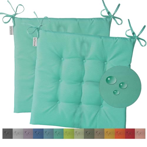 heimtexland Typ551 Lot de 2 coussins de chaise d'extérieur imperméables et résistants aux intempéries - 40 x 40 cm - matelassés - Pour chaise de jardin -...