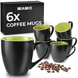 MIAMIO - 6 x 350 ml Juego de Taza de Café/Copa de desayuno - Le Papillon Colección (Negro-Verde)
