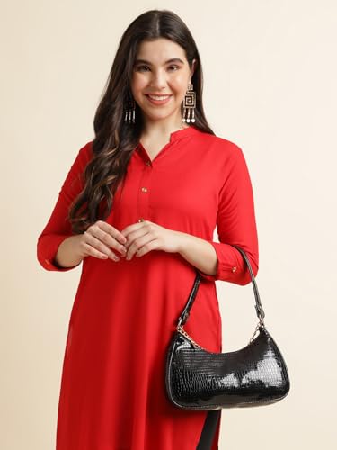 Image of Fabclub Women's Rayon Solid Plain Straight Kurti