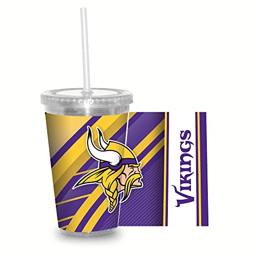 Image of Rico Industries NFL Football 16oz Clear Tumbler W /Straw for NFL Fans