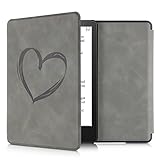 kwmobile Schutzhülle kompatibel mit Amazon Kindle Paperwhite (11. Gen - 2021) - Hülle Kunstleder eReader - Herz Brush Grau