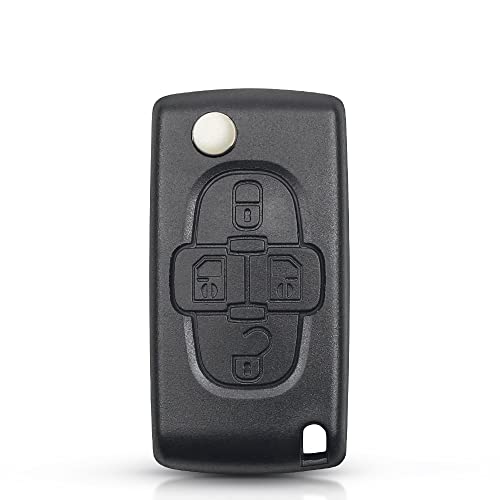 Carcasa Mando Llave Coche 4 Botones,Compatible con Peugeot 107 207 307 308 407 607 807 1007,Lancia PHEDRA,Citroën C2 C3 C4 C5 C6 C8,Fiat Ulysse,Sin zocalo de pila