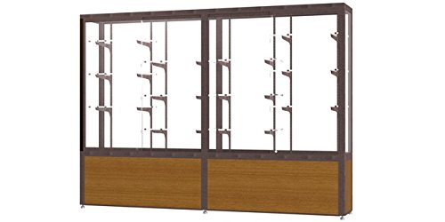 Waddell 10408WB-BZ-K Challenger 96 x 66 x 16 in. Light Oak Vinyl Base Display Case, White Back - Dark Bronze