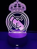 famvacor Lámpara madrid mesita de noche futbol ilusión óptica 3d lámpara de escritorio mesa cambia entre 7 colores diferentes (Madrid 7 colores)