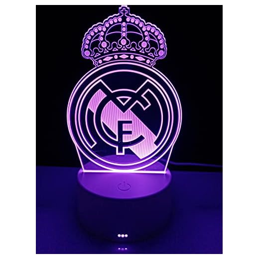 famvacor Lámpara madrid mesita de noche futbol ilusión óptica 3d lámpara de escritorio mesa cambia entre 7 colores diferentes (Madrid 7 colores)