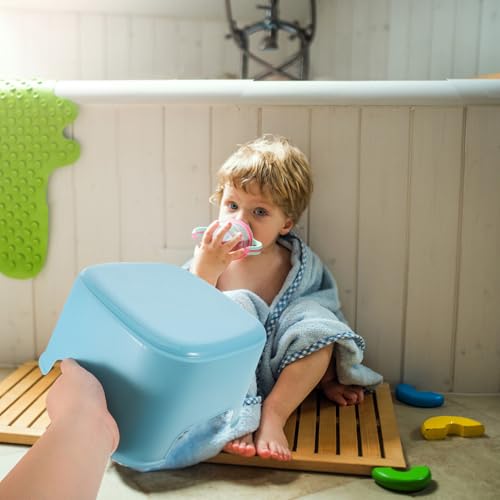 Image of Luxshiny Ergonomic Stool with Anti-Slip Design for Bathroom and Toilet Non-Slip Step Stool for Bathing and Shoe Changing Plastic Seat in Cartoon Colors Small
