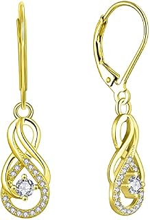 Starnny Infinity Earrings 925 Sterling Silver Drop Dangle Hoop Earrings for Women with 3A Cubic Zirconia Birthstone Gifts for Her