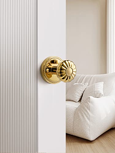 Sorwduerm Door Knobs With Lock Interior Gold Privacy Polished Brass Door Knob For Bedroom And Bathroom,Zinc Alloy 1 Pack #TOP1