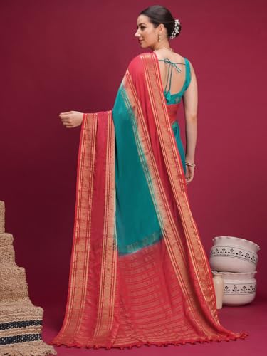 Image of AKHILAM Women's Mysore Silk Ombre Woven Design Saree With Unstitched Blouse Piece (KUSUM4101 NSM Parent)