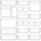 20 PCS Clear Desk Drawer Organizer Set, Ohuhu 5 Different Sizes Bathroom Vanity Makeup Drawer...