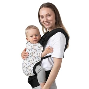 DROMADER Panda Hipseat Baby Carrier – Ergonomic Carrier for Children 7-15 kg – Front and Back Carry – Adjustable Straps – Handmade from 100% Cotton – Machine Washable