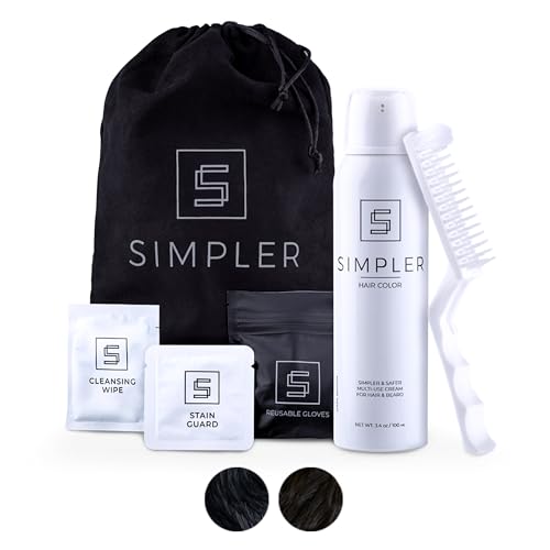 Simpler Men's Hair Color Kit - Full Gray Coverage - Natural Black & Beard Dye - Easy Application for 100% Gray Hair - Natural Black