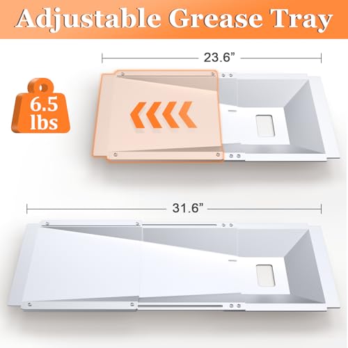Image of Grease Tray with Catch Pan Adjustable Universal Drip Pan for Dyna Glo, Nexgrill, Expert Grill, Kenmore, BHG & Expert 3 /4 /5 Burner Gas Grill for Dyna glo Grill Replacement Parts