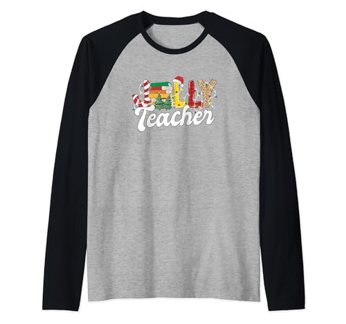Jolly Teacher Christmas Camiseta Manga Raglan