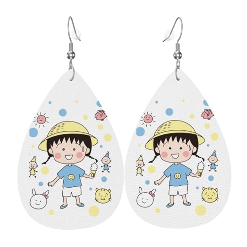 ちびまる子 イヤリング レディース 揺れるピアス 水滴のピアス レザーイヤリング アクセサリー 人気 個性的 軽量 ファッション小物 日常使い 誕生日 母の日 高校生 彼女 結婚記念日 プレゼント