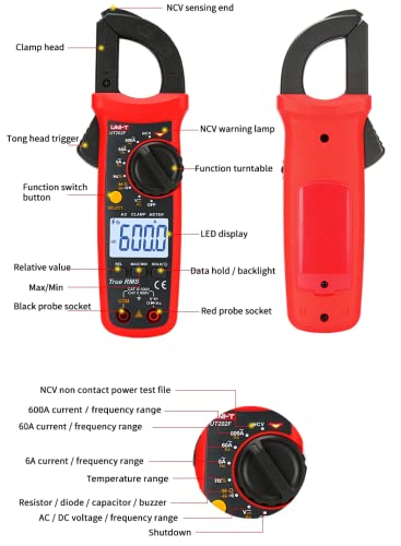Image of UNI-T Uni-Trend Multimeter clamp Meter UT201R /UT202R /UT203R /UT204R /UT202F AC /DC 400 /600A Digital Ammeter clamp Meter DC AC for Measuring Ammeter Voltmeter Ohm Tester(UT203R)