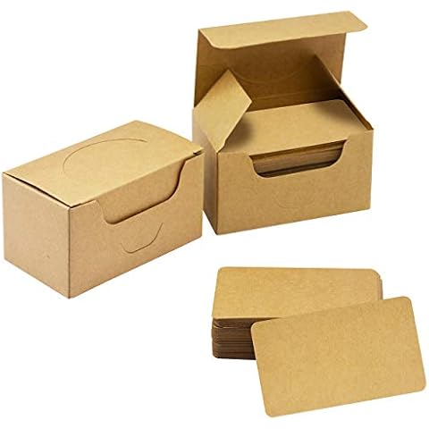 250 PCs Original Wood Color Blank Kraft Paper Round Corner Flash Word Message Gift DIY Index Card (3.5” X 2.1”) Cover