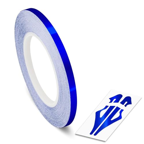 Image of Roll Vinyl Pinstriping Racing Stripes Pinstripe Chrome Line Tape Decal Sticker Auto Pinstripe Tape,Automotive Pinstriping Tape,Vinyl Pinstripe Tape 32 ft (Blue Chrome 1 /2 Single Line)