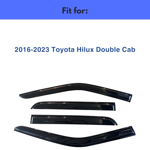 Image of IG Window Visors Fit for 2016-2023 Toyota Hilux Double Cab, Out-Channel Rain Guards Vent Wind Deflectors 4PC, Truck Accessories for 16-23 Hilux Double Cab