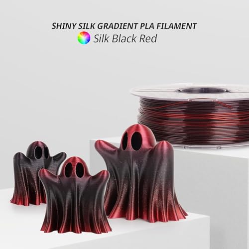 Image of AMOLEN PLA 3D Printer Filament, Silk Shiny Black Red PLA Filament 1.75mm, Color Change 3D Printing Filament for Most FDM 3D Printer, 1kg Spool(2.2lbs)
