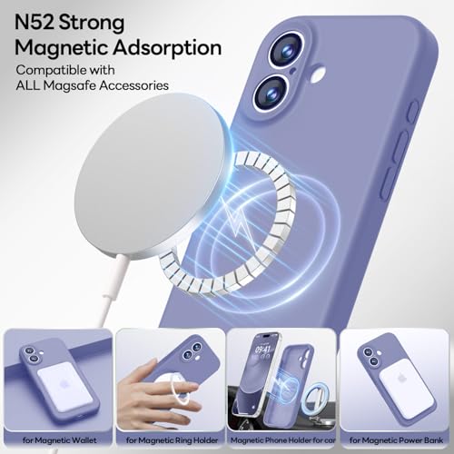 Image of LOVE 3000 Designed for iPhone 17 Case, Premium Silicone [Compatible with Magsafe][Soft Anti-Scratch Microfiber Lining] Shockproof Protective Phone Case for Men Women 6.3 inch, Lavender Grey
