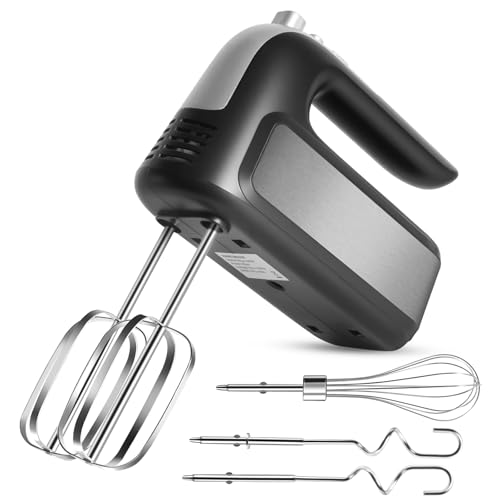 Image of 5-Speed 400W Hand Mixer Electric Handheld - Ultra-Powerful Handheld Mixer with Turbo Function & Eject Button, 5 Stainless Steel Attachments for Dough, Cream, Batter, Eggs & Baking