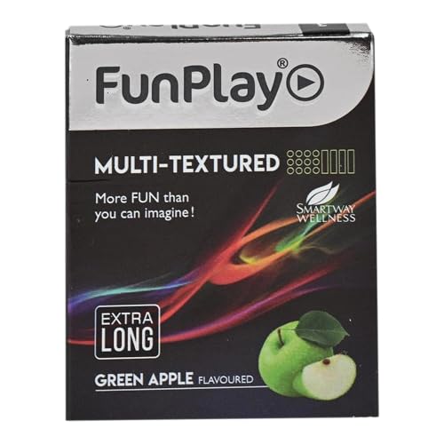 Image of FunPlay Green Apple Flavoured Multi-Textured Condoms - 3 Pcs | Dotted & Ribbed for Extra Stimulation | Long-Lasting Smooth Lubricated Premium Latex Condoms for Men