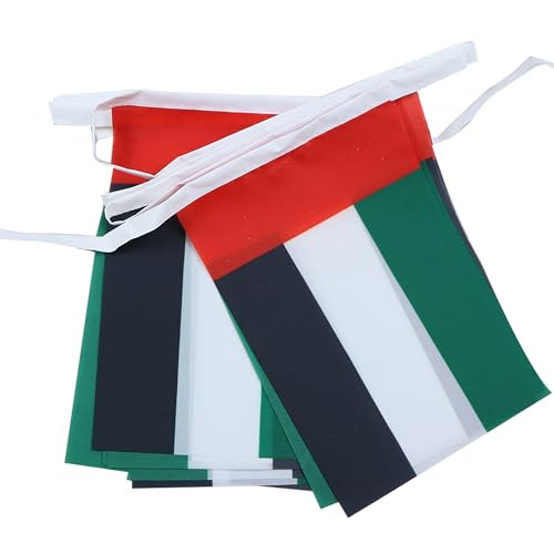 Image of AZ FLAG United Arab Emirates 6 meters BUNTING Flag 20 flags 9'' x 6'' - Emirati STRING flags 15 x 21 cm