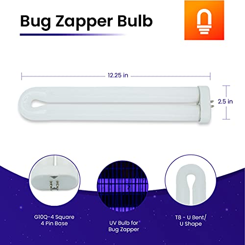 Lumenivo Ful40T8 Fluorescent Black Light Bug Zapper Ultraviolet Replacement Bulb 40 Watt, G10Q-4 Square 4 Pin Base, T8 U Shape Bug Zapper Bulb Replacement - 3 Pack #TOP1