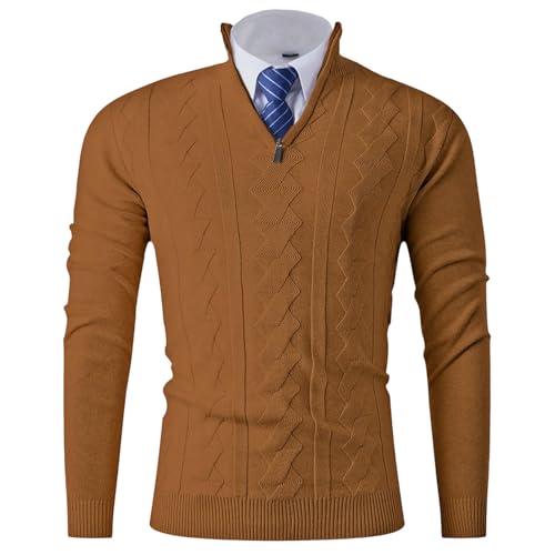 Pull en tricot à col montant semi-zippé homme vêtement automne hiver
