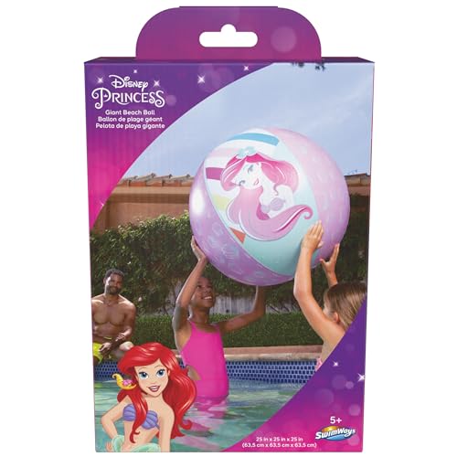 Image of Swimways Disney Princess Ariel Giant Beach Ball, Kids Beach Toys & Pool Accessories, Little Mermaid Toys for Kids Aged 5 & Up