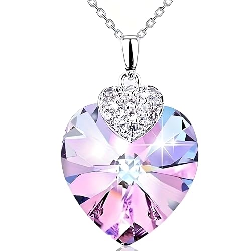 Collar de corazón morado de amatista para lucir en cenas y eventos especiales 4