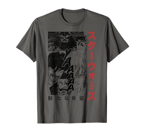 T-shirt Star Wars manga noir haut graphique imprimé bande dessinée japonaise