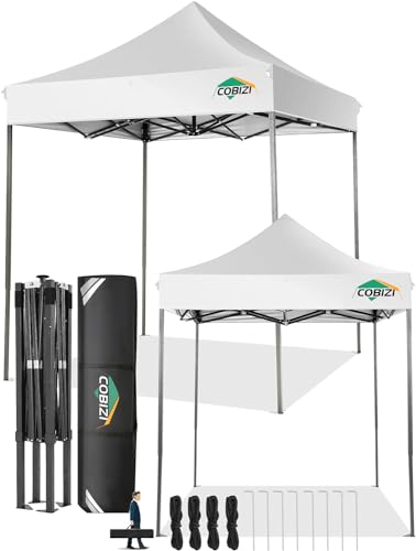 COBIZI Carpa Plegable 2x2 con Bolsa con,Cenadores para Jardin,Impermeable Carpa,Pergola de Jardin,Carpas para Exteriores Fiesta Camping Playa Reception(2 por 2m Blanco)