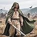 L'VOW Medieval Hooded Cloak Renaissance Cape with Hood Women Men Vintage Sorcerer Capelet for Halloween Cosplay Costume(Army Green)