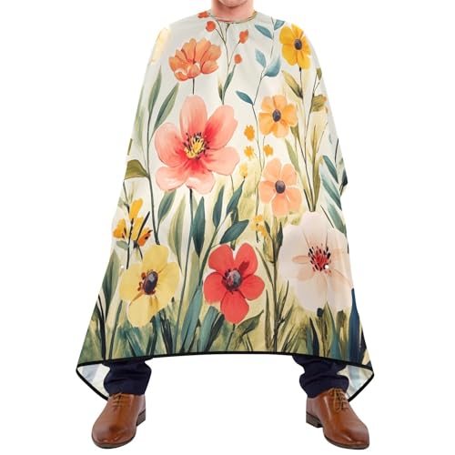 Kigai Colorful Flowers Hair Cutting Cape for Men & Women Waterproof Barber Cape Professional Hairdressing Salon Styling Apron with Adjustable Closure Snap