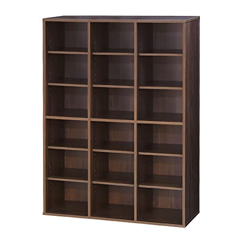 LOOKIT シューズラック 3列6段 18人用 靴箱 シューズボックス 木製 ブラウン NF-SR0912-18