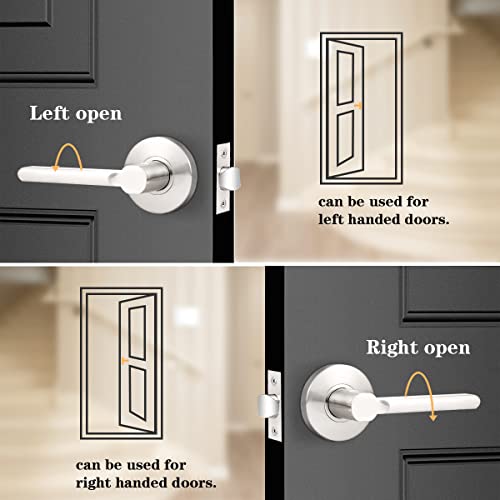 Probrico DL1637SNPS-5PACK Modern Stain Nickel Keyless Passage Door Levers Interior Locks thumb #2