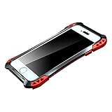 iPhone 6 case, Meiya New Aluminum metal shockproof Gorilla Glass weather proof heavy duty armor premium full protection case for iPhone 6 4.7 inch (Black+Red)