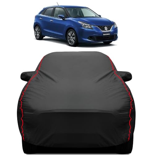 Image of Teenox Polyester Car Body Cover Compatible for Maruti Suzuki Baleno [2016-2026] All Variants | Heavy Stitched with Piping | All Weather Protection Cover - Black