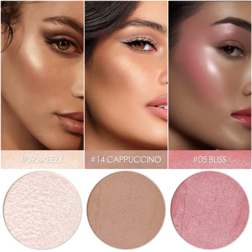 Falocutus 3 Pcs Light-Medium Contour Stick Set,Cream Blush & Highlighter Bronzer Pen,Long Lasting & Smooth Natural Face Contouring Illuminator,Professional Makeup Kit For All Skin #TOP2