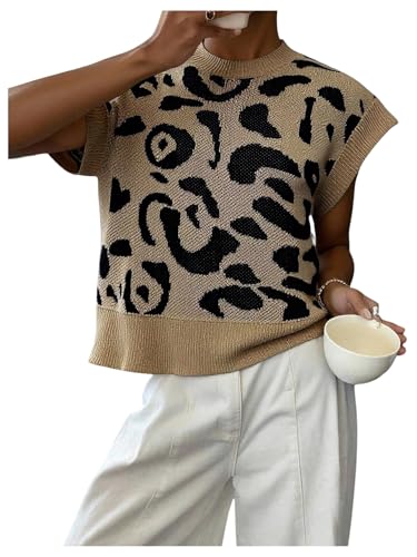 Image of SOLY HUX Women's Short Sleeve Sweater 3D Floral Sweaters Pullover Tank Tops Knit Vest Trendy Fashion Clothing