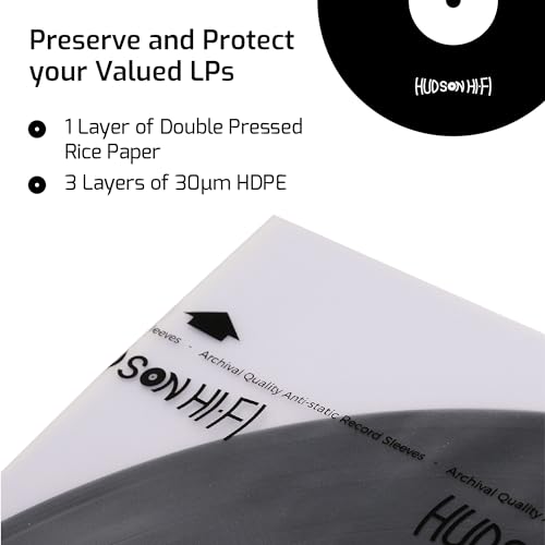 Hudson Hi-Fi Anti-Static Vinyl Record Sleeves - Durable Clear Disc Sleeves- Protect Your LP Albums from Scratches, Dust & Dirt - Acid-Free Rice Paper Disc Covers, 250x Inner Sleeves by Hudson Hi-Fi - Image 3