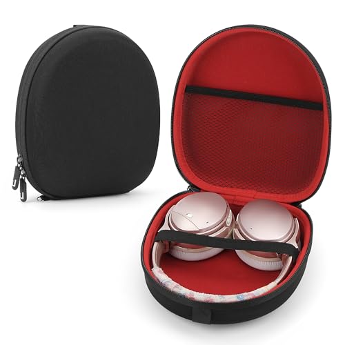 Headphones Carrying Case for Bose QuietComfort 35, QC35, QC25, QC15, AE2, SoundLink, SoundTrue/Protective Hard Shell Travel Bag with Storage Space for Cable and Accessories (Black/Red)